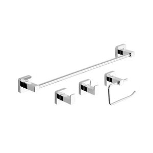 Set accesorios de baño kit 4 piezas Piazza Cube 73028 Nickel