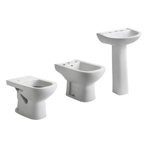 Inodoro corto + bidet 3 agujeros + bacha Ferrum Bari