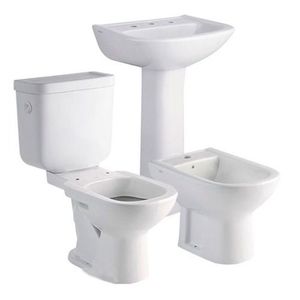 Inodoro largo + depósito dual + bidet 1 agujero + vanitory Ferrum Bari