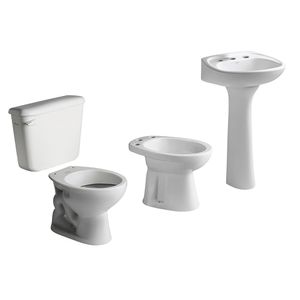 Inodoro corto + depósito + bidet 3 agujeros + vanitory Ferrum Andina