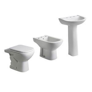 Inodoro corto + tapa + bidet 3 agujeros + vanitory Ferrum Bari