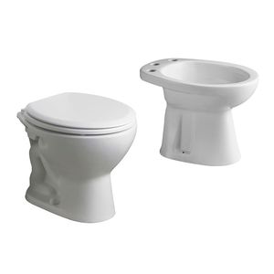 Inodoro corto + tapa + bidet 3 agujeros Ferrum Andina
