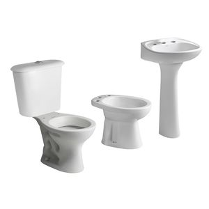 Inodoro largo + deposito + bidet 3 agujeros + bacha Ferrum Andina