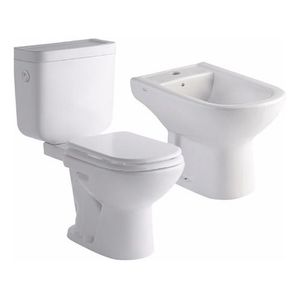 Inodoro largo + depósito dual + tapa + bidet 1 agujero Ferrum Bari