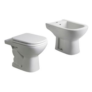 Inodoro corto + tapa + bidet 1 agujero Ferrum Bari