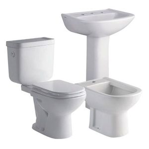 Inodoro largo + depósito dual + tapa + bidet 1 agujero + vanitory Ferrum Bari