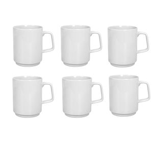 Set x 6 Jarro Mug 300 cc Taza De Porcelana Blanca Nordik