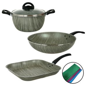 Bateria de Cocina Cacerola Wok Bifera Grill Aston Terra