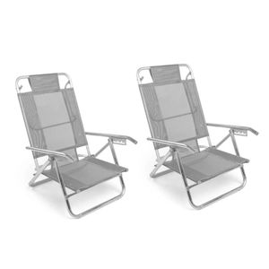Combo X2 Sillon Reposera Playa Baja 5 Posiciones Aluminio