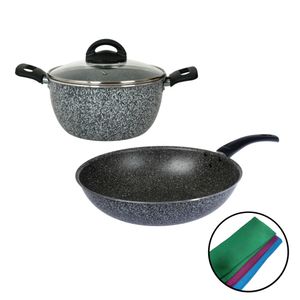 Bateria de Cocina Cacerola Wok Tapa de Vidrio Aston Pedra