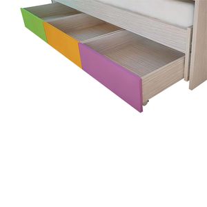 Cajonera melamina con ruedas bajo cama Mosconi VERDE AMARILLO LILA