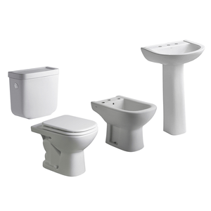 Inodoro + Depósito + Tapa + Bidet + Bacha 3 agujeros Ferrum Bari