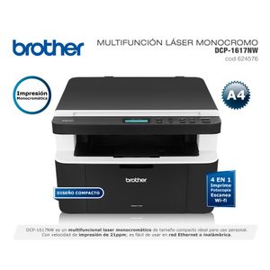 IMPRESORA LASER MULTIFUNCION BROTHER DCP-1617NW WIFI-RED