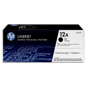 Pack De 2 Cartuchos De Tóner Hp 12a Negro Laserjet Q2612ad