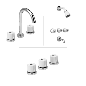 Set de Griferia Completo Peirano MALBA Ducha Lavatorio Bidet Cromado y Blanco