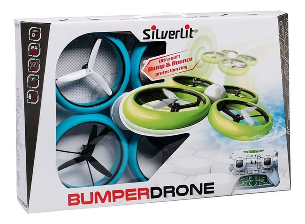 Silverlit FLYBOTIC Bumper Drone Lit - 2.4Ghz - Portée 30m - Cascade à 360°, Multicolore (mzds5SAa71Q