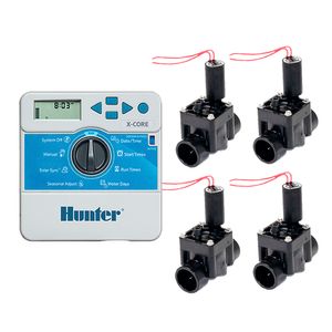 Sistema de riego Programador Hunter X-Core + 4 Válvulas solenoides