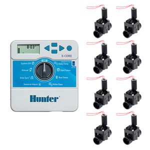 Sistema de riego Programador  Hunter X-Core + 8 Válvulas solenoides