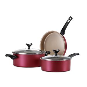 Batería de Cocina Marmicoc Sabores 5 piezas Aluminio Teflon rojo c/ dorado