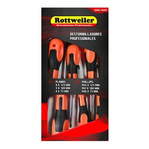 Juego De Destornilladores Profesionales X6 Piezas Rottweiler