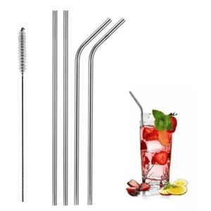 4 Sorbetes De Acero Inoxidable Reutilizable Metal Ecologico