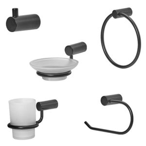 SET ACCESORIOS BAÑO LINEA 10005BL SET BLACK VELVET 5 P PEIRANO