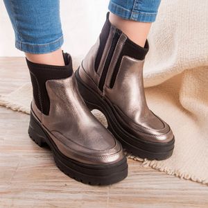 Bota KEADY de cuero con neoprene tipo chelsea