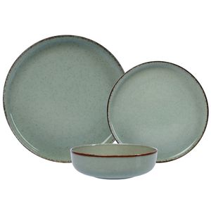Set X 18 Plato Playo Postre Artesanal Porcelana Filo envejecido