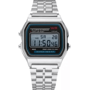 Reloj Vintage Digital Luz Alarma Malla Acero