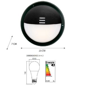 Aplique Exterior Faroluz Tortuga 4269 + Foco Led 12W CALIDA