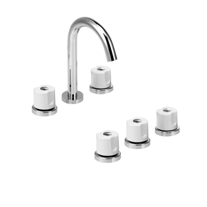 Set Griferia Peirano Malba Lavatorio Bidet Cromo Blanco