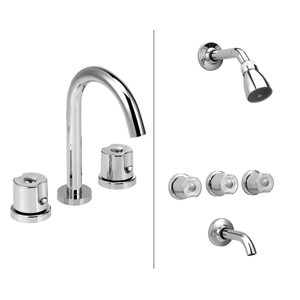 Set Griferia Peirano Malba Lavatorio Ducha  Cromo