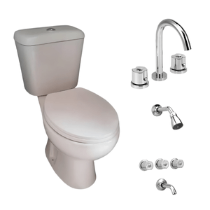 Inodoro Mochila Asiento Set Griferia Lavatorio Ducha Cromo Moderno