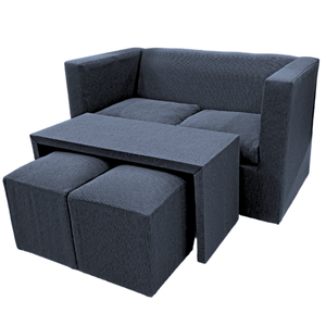 Juego De Living Minimalista Sillón+ Mesa + 2 puff Chenille.