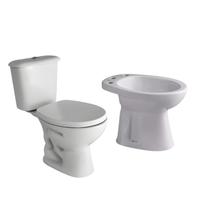 Combo Baño Ferrum Andina Inodoro Largo Tapa Mochila Dual 4,5 lts Bidet 1 Agujero