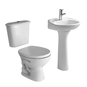 Juego Baño Ferrum Andina Inodoro Mochila  Tapa Columna Lavatorio Monocomando