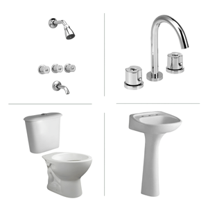 Juego Baño Inodoro Mochila Ferrum Columna Set Griferia Lavatorio Ducha Cromo