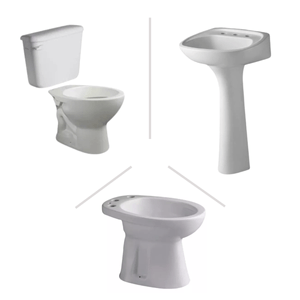 Juego Baño Ferrum Andina Inodoro Mochila Columna Bidet Lavatorio 3 agujeros