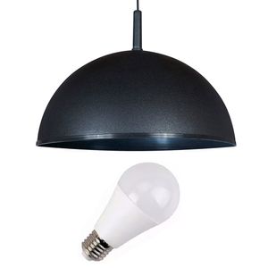 Lampara Colgante Techo Faroluz 0326 Negra + Foco Led 5W CALIDA