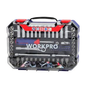 Juego De Bocallaves 6 Puntas, Encastre 1/4" X 70 Piezas WORKPRO W003068