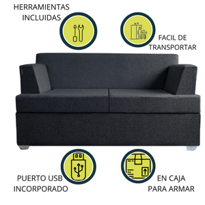 Sillón Smart 2 Cuerpos Living Box ® c/Puerto USB En Caja para armar