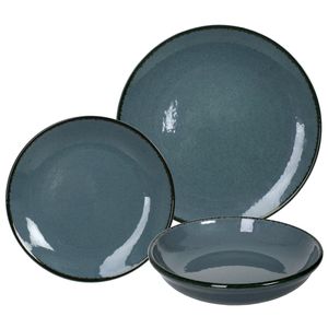 Set Vajilla 18 Piezas Plato Playo Postre Hondo Porcelana Envejecido Flat