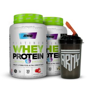 2 x Premium Whey Protein 2lb + Shaker Sabor: Vainilla y Frutilla Star Nutrition